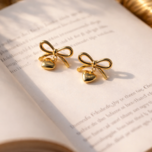 Golden Bow heart earrings